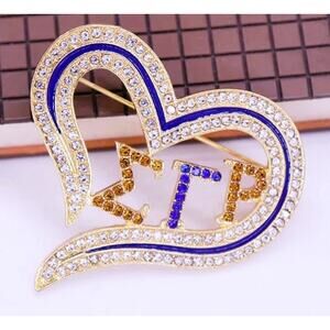Sigma Gamma Rho Brooch Blue and Gold Heart